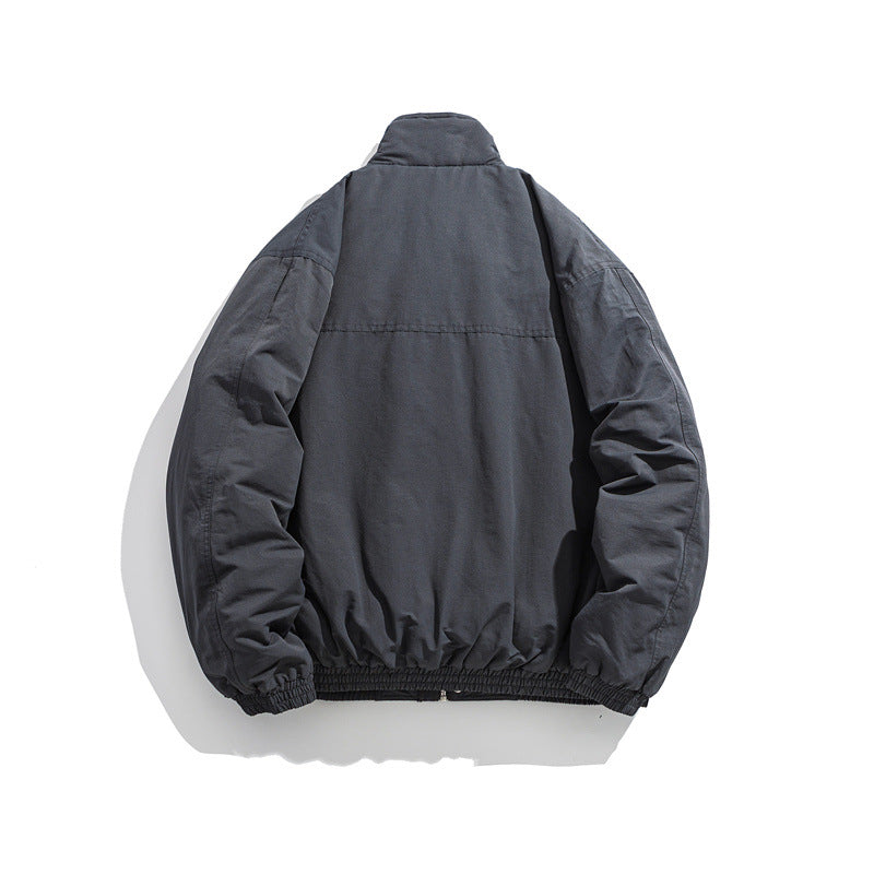 Herren Boxy Utility-Bomberjacke mit Stehkragen und aufgesetzten Klappentaschen Drune