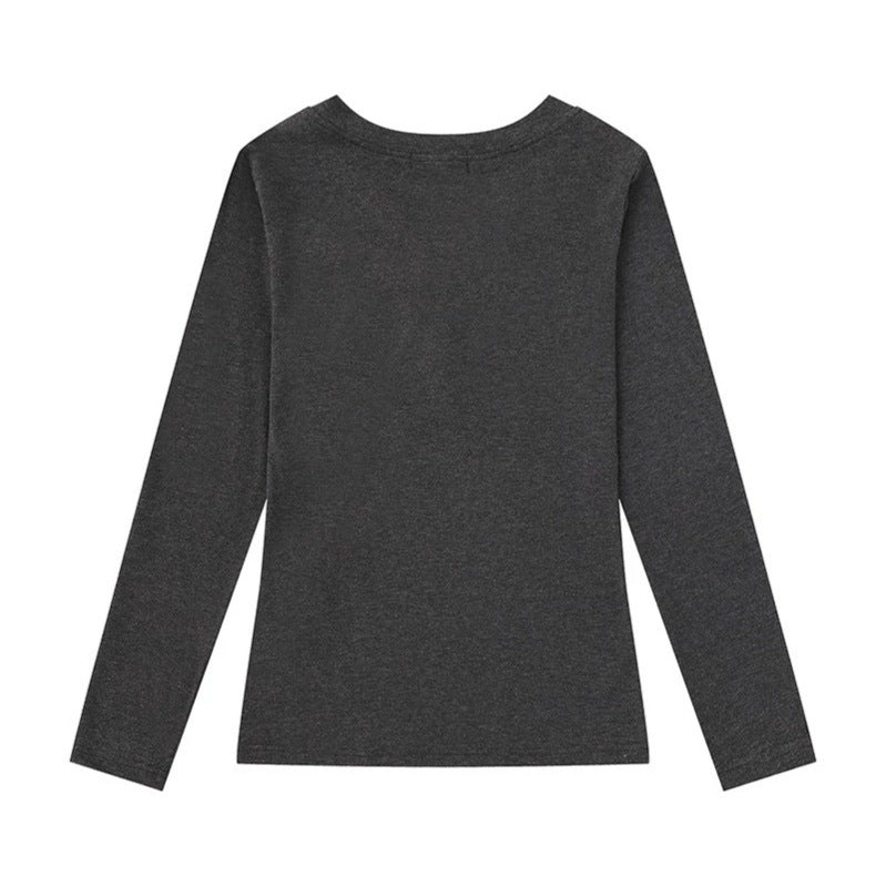 Damen Langarm-Henleyshirt mit V-Ausschnitt und großflächigem Panther-Print Drune