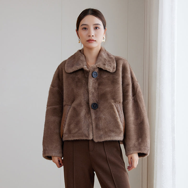 Damen Fleecejacke mit Kragen Drune