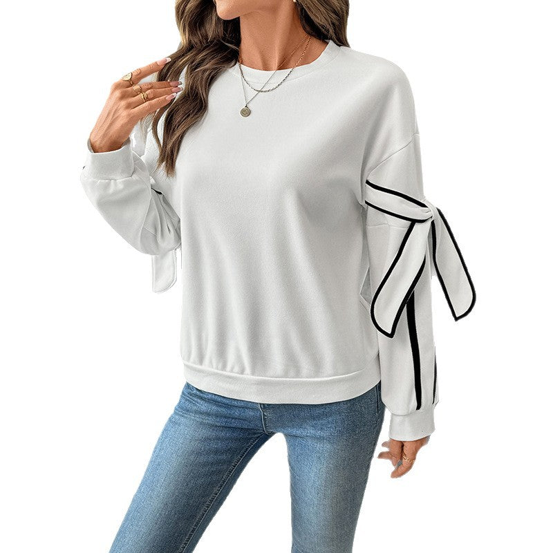 Damen Modischer Sweatshirt mit Schleifendetails Drune