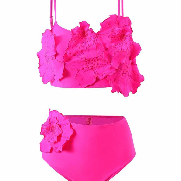 Damen Zweiteiliges Bikini-Set mit floralem Design und hochgeschnittenem Slip Drune