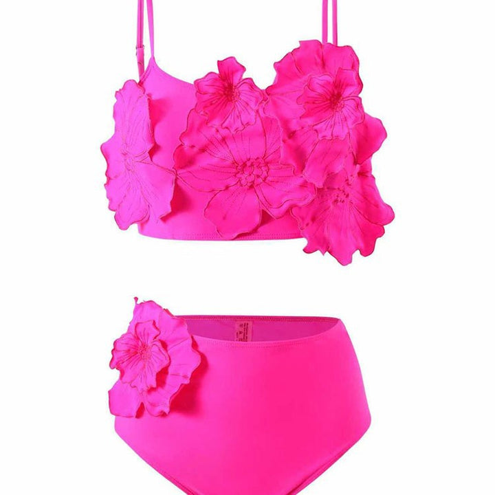 Damen Zweiteiliges Bikini-Set mit floralem Design und hochgeschnittenem Slip Drune