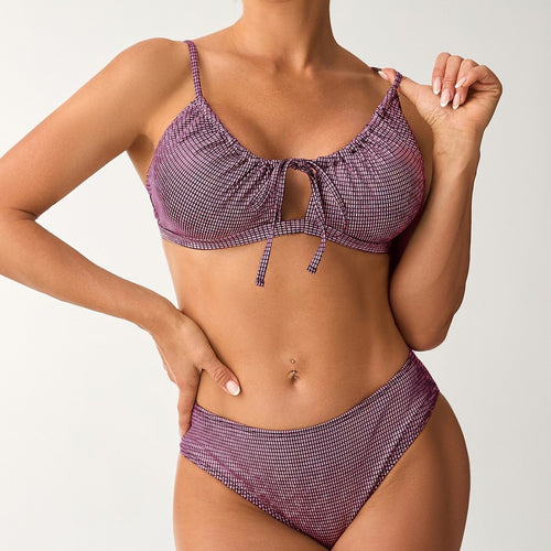 Damen Hochtailliertes Bikini-Set mit raffiniertem Schnürdetails Drune