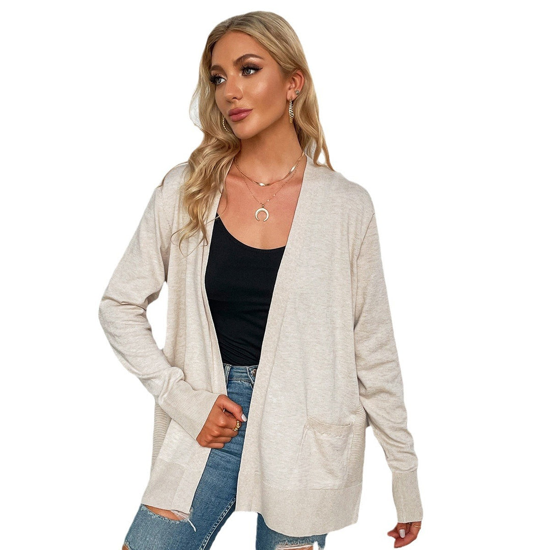 Damen lässiger Strickcardigan mit tiefem V-Ausschnitt und praktischen Taschen Drune