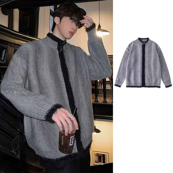 Herren Modische Strickjacke mit barthematischen Akzenten Drune