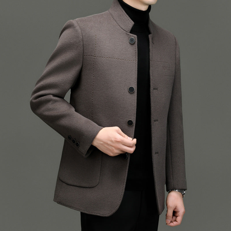 Herren elegante Wolljacke im modernen Schnitt mit Stehkragen und praktischen Taschen Drune