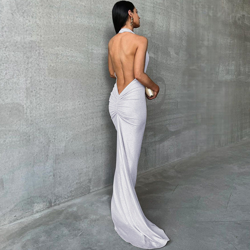 Damen Elegantes Wickelkleid mit tiefem V-Ausschnitt und schimmerndem Finish Drune