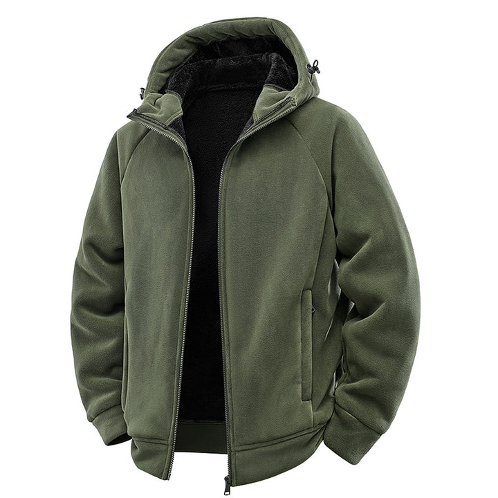 Herren Teddygefütterte Fleece‑Kapuzenjacke mit Thermofutter, durchgehendem Reißverschluss & Eingrifftaschen Drune