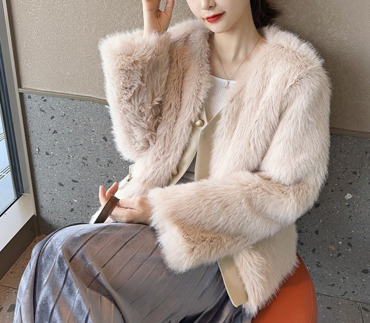 Damen Fuzzy Pelzjacke Drune