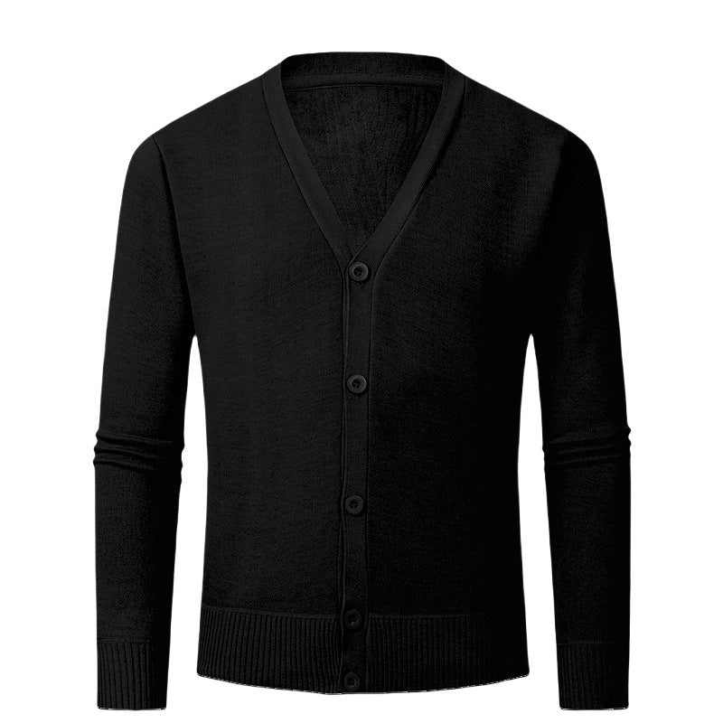 Herren Strickjacke mit V-Ausschnitt und knopflosem Design Drune