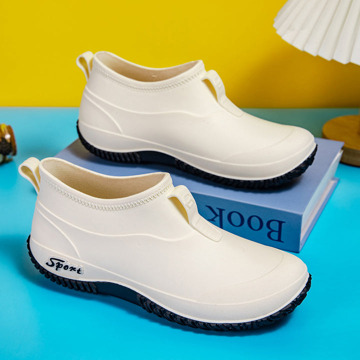 Damen Kurzschaftige wasserdichte Slip‑On Gummistiefelette mit Neoprenkragen und profiliertem Anti‑Rutsch‑Laufsohlen‑Design Drune