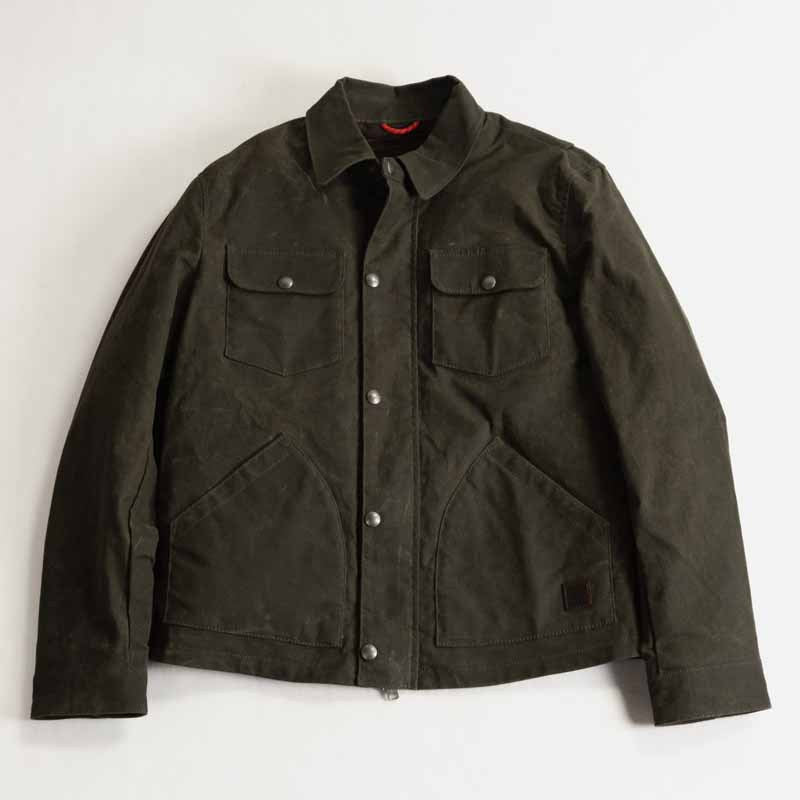 Herren Gewachste Canvas-Arbeiterjacke mit Klappentaschen und Druckknopfverschluss Drune