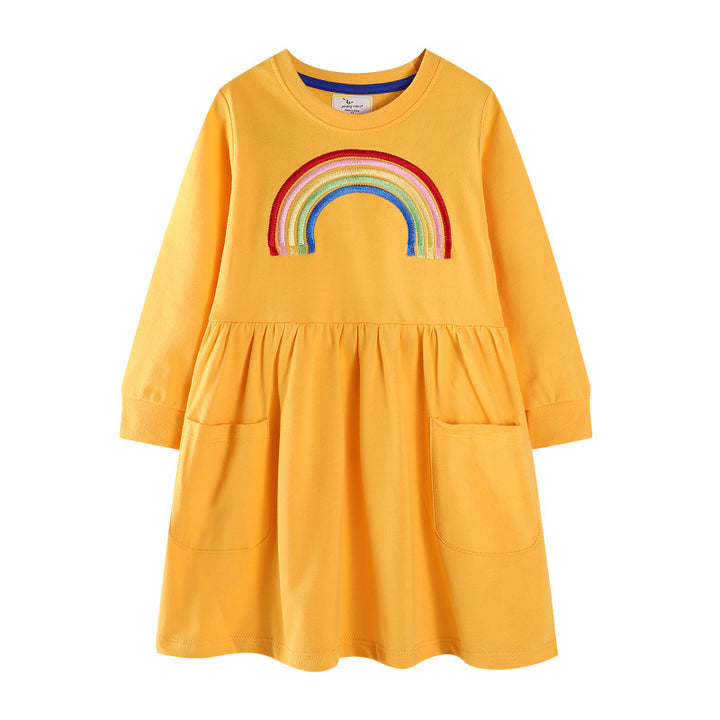 Mädchen Freizeitkleid mit Regenbogen-Stickerei Drune