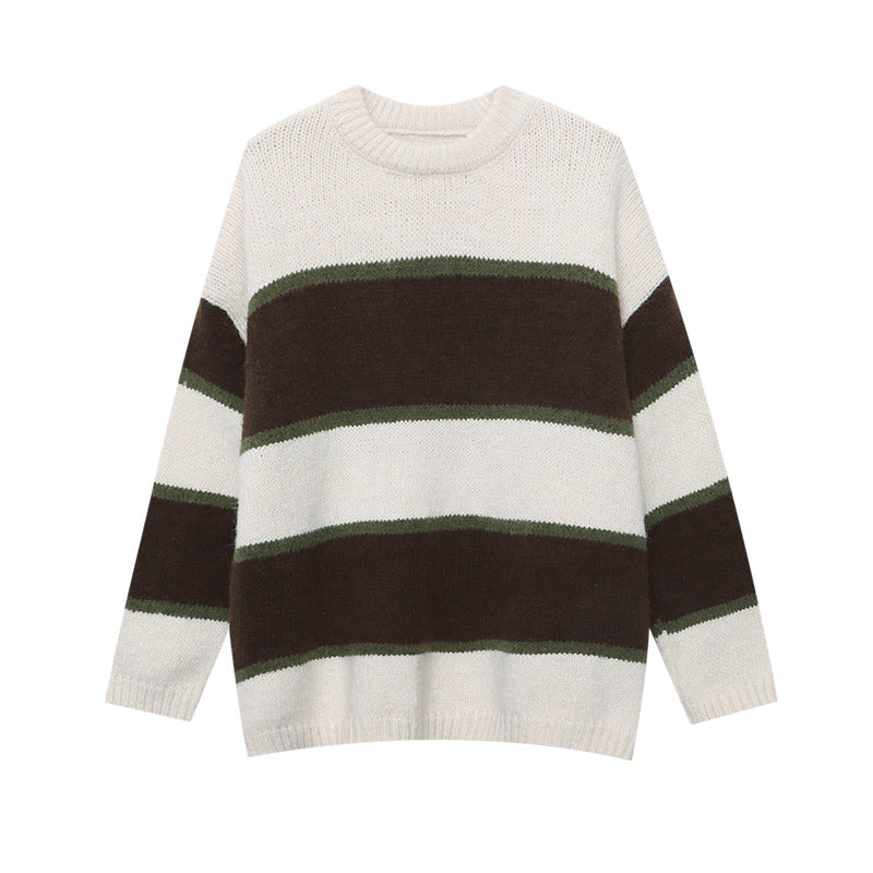 Damen gemütlicher Oversized-Pullover mit modischen Streifen Drune