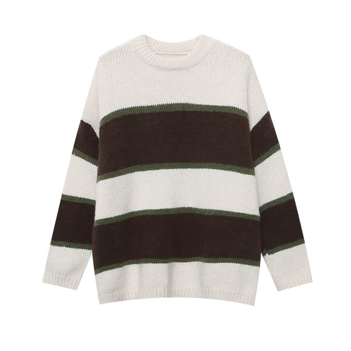 Damen gemütlicher Oversized-Pullover mit modischen Streifen Drune