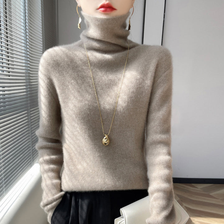 Damen Kurz geschnittener Rollkragenpullover aus weichem Kaschmir-Blend mit schmaler Silhouette Drune