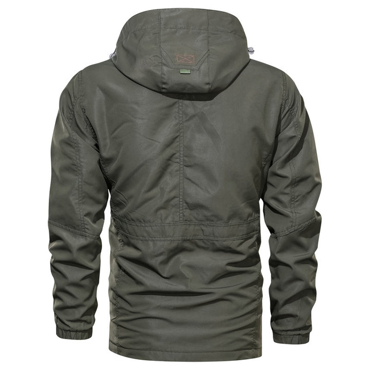 Herren Multifunktionaler Canvas-Fieldparka mit Kordelzug, Utility-Taschen und Kapuze Drune