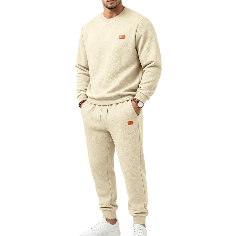 Herren Gemustertes Komfort-Sweatset mit Rundhals-Sweatshirt und Kordel-Jogginghose Drune