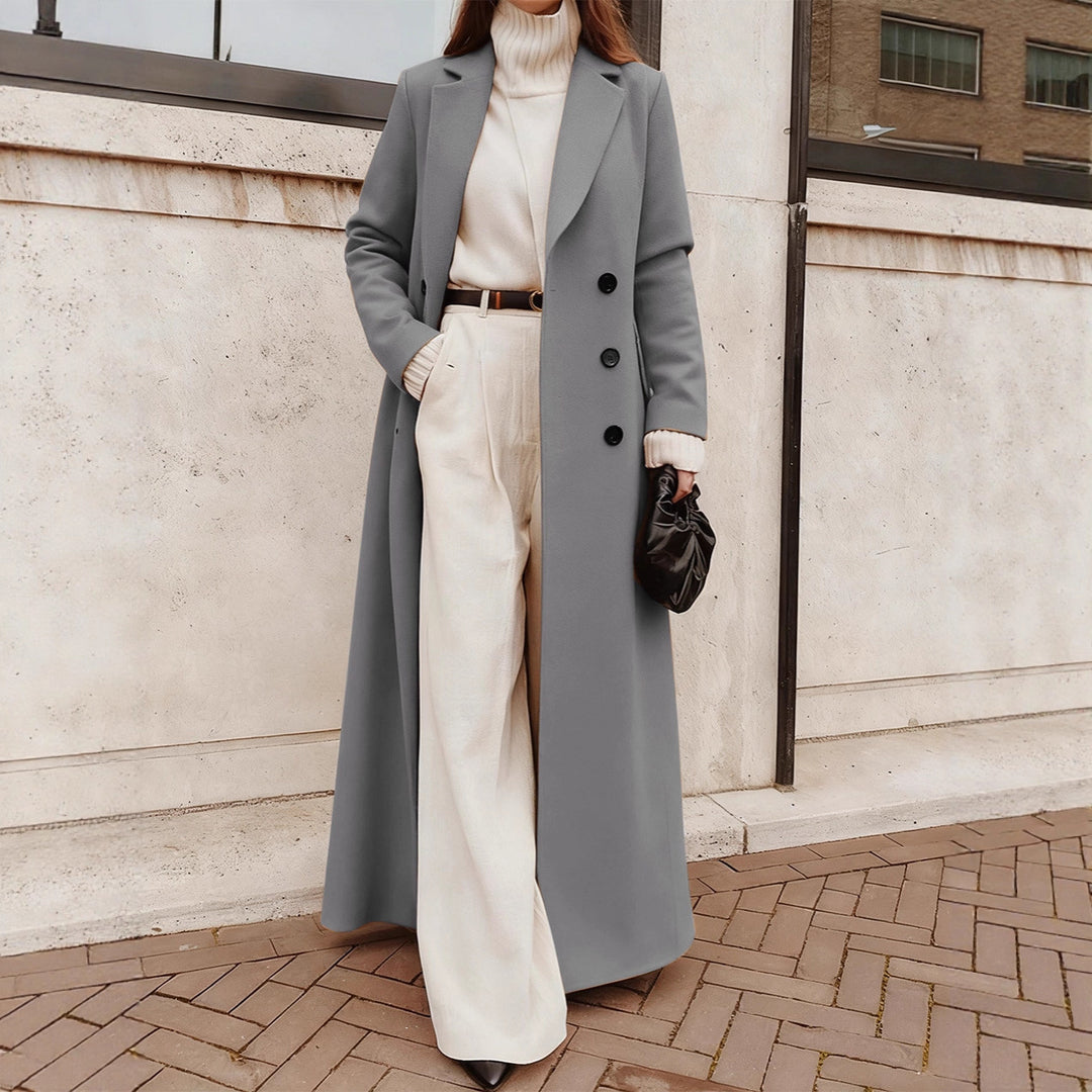 Damen eleganter und leichter Trenchcoat mit hohem Kragen und tailliertem Schnitt Drune