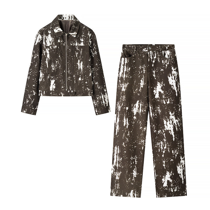 Damen nan weite Highwaist-Cargohose mit grafischem Alloverprint, geradem Bein und praktischen Eingrifftaschen Drune