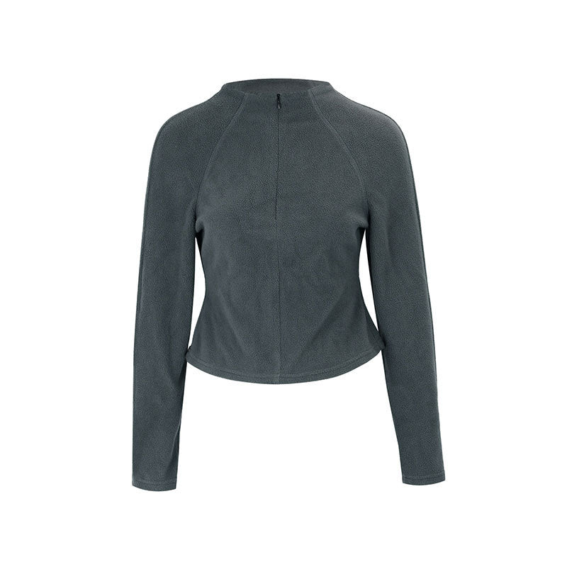 Damen sportlicher Fleece-Oberteil mit Stehkragen und Reißverschluss Drune