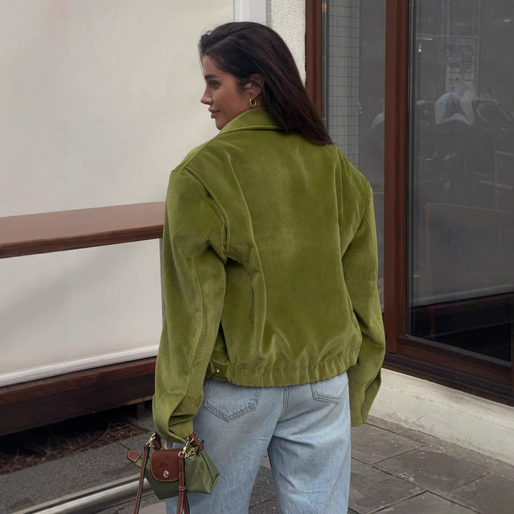Damen Modische Veloursjacke mit elastischem Bund Drune