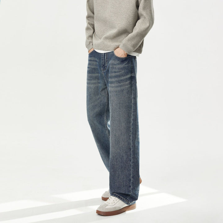 Damen Hochbund-Jeans mit weitem Bein und Vintage-Waschung Drune