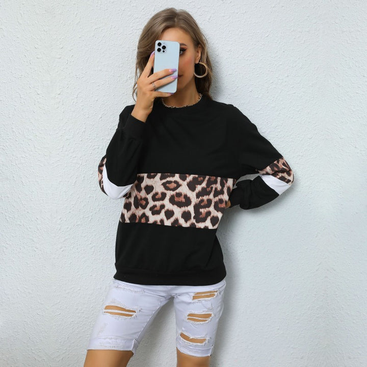 Damen Sweatshirt mit Leo‑Print und Colorblock‑Einsatz Drune