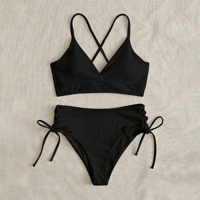 Damen Triangel-Bikini mit verstellbaren Bändern und hohen Beinausschnitten Drune
