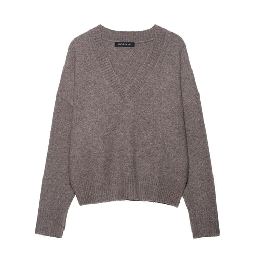 Damen kuscheliger V-Ausschnitt Pullover Drune