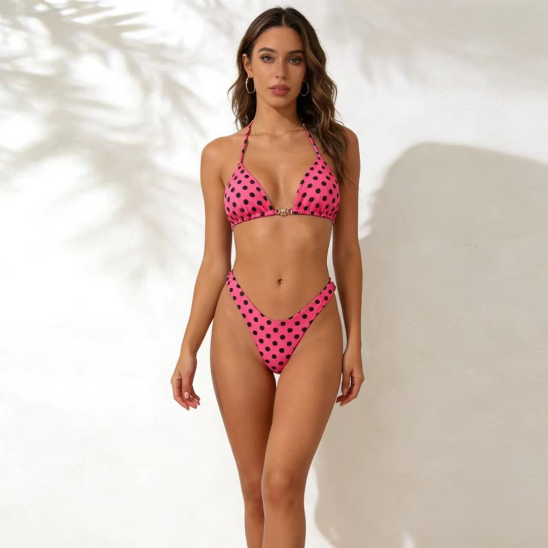 Damen Modischer Triangel-Bikini mit verspieltem Schmuckelement Drune