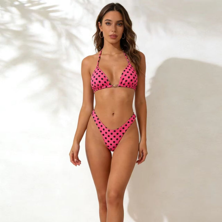 Damen Modischer Triangel-Bikini mit verspieltem Schmuckelement Drune