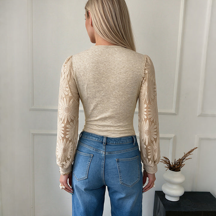 Damen Eleganter Body mit Spitzendetails Drune