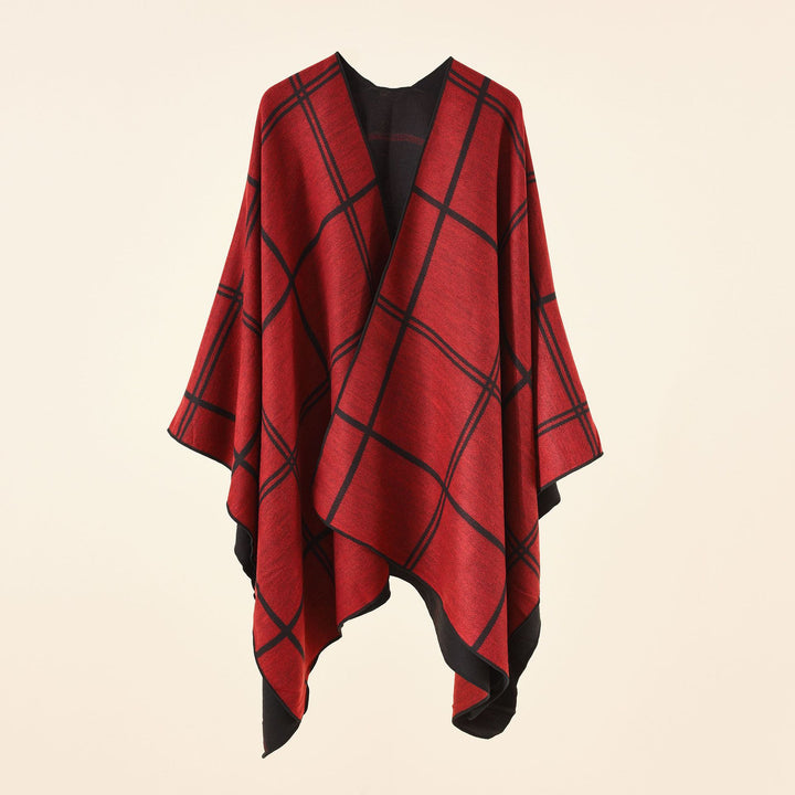 Damen Strickponcho im Paisley-Jacquard mit offener Vorderseite Drune
