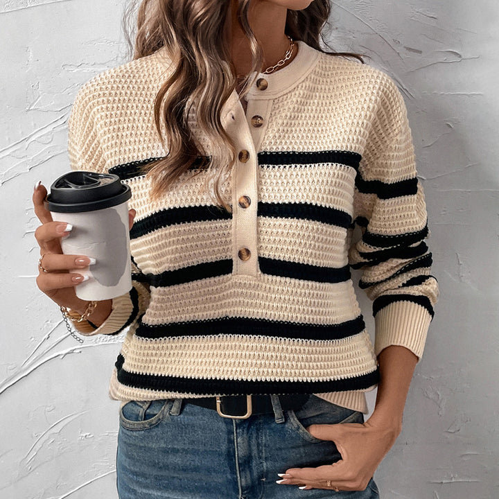 Damen Lässiger Strickpullover mit Knopfleiste Drune