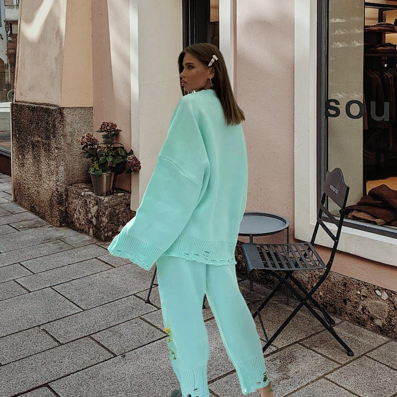 Damen Strickanzug mit oversized Schnitt und modischen Details Drune