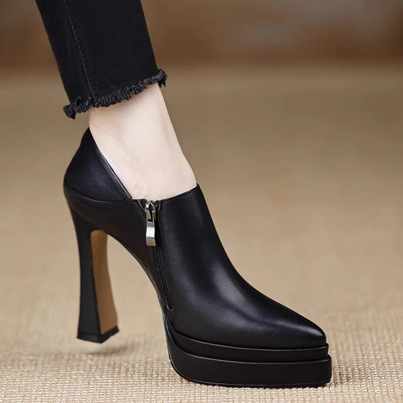 Damen Elegante Plateau-Stiefeletten mit Reißverschluss Drune