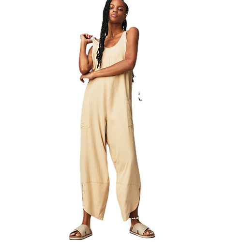 Damen Lässiger Jumpsuit mit weitem Bein und seitlichen Taschen Drune