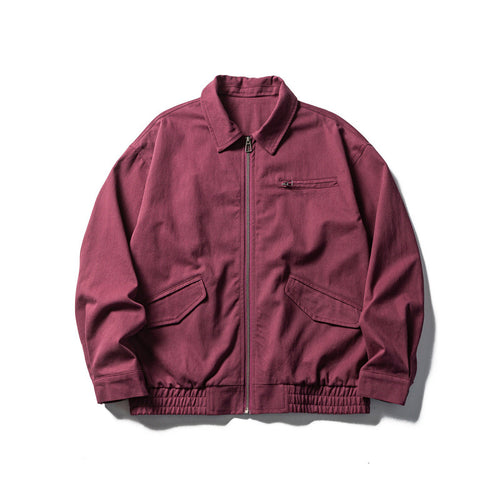 Herren Oversize-Workerjacke mit durchgehendem Reißverschluss, Brustreißverschluss und elastischem Saumbund Drune