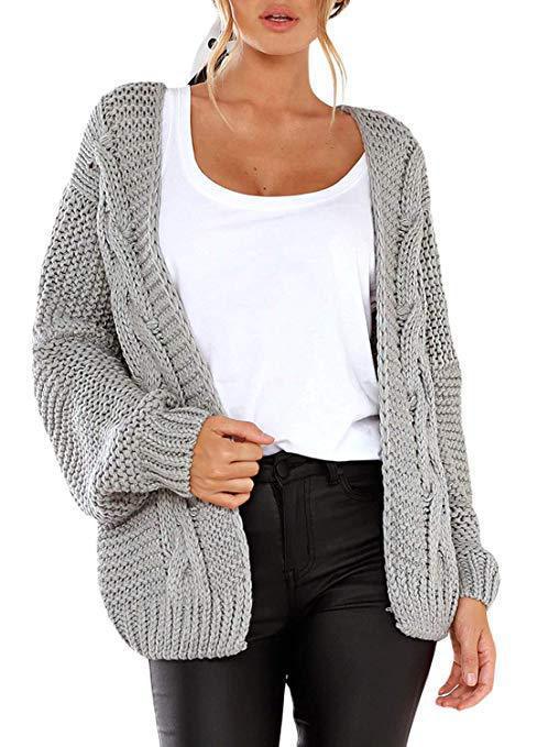 Damen Grobstrick Cardigan mit lässiger Silhouette und Knotendetails Drune