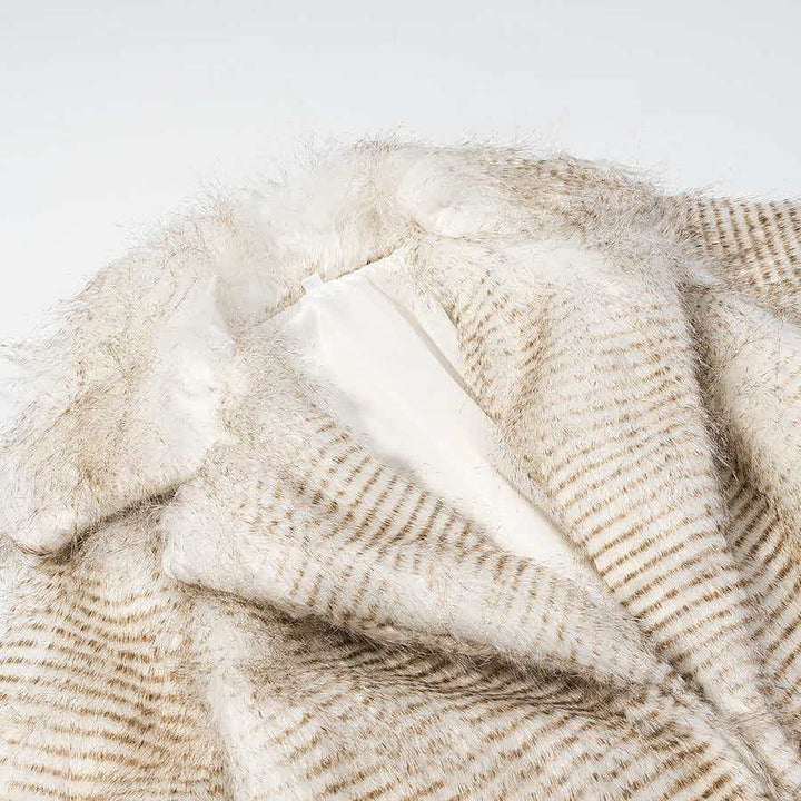 Damen modische Kunstpelzjacke mit stilvollem Kragen Drune