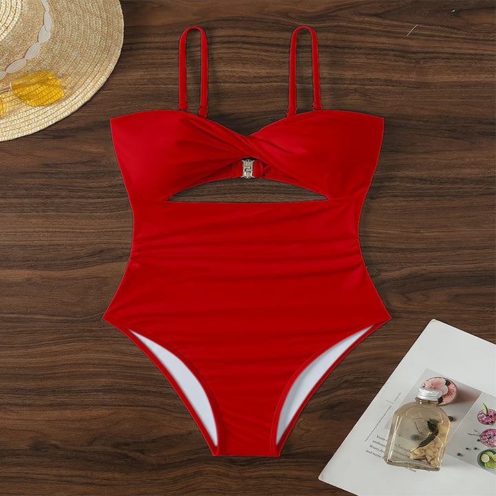 Damen Einteiler Badeanzug mit raffiniertem Cut-Out und verstellbaren Trägern Drune