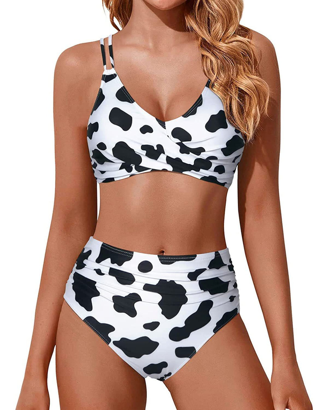 Damen Hochtailliertes Bikini-Set mit gerafftem Oberteil Drune