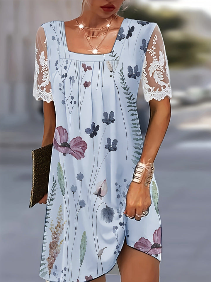 Damen Blumenmuster Shift Kleid Drune