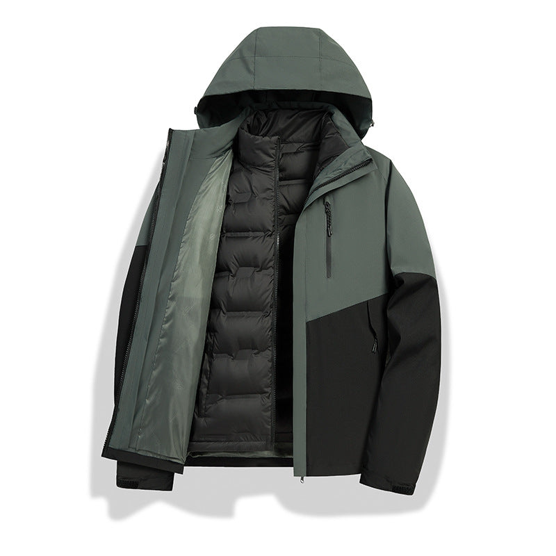 Damen 2-in-1 wasserdichte Winterjacke mit abnehmbarer Daunen-Innenweste Drune