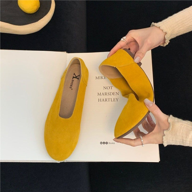 Damen elegante Slipper aus weichem Veloursleder Drune
