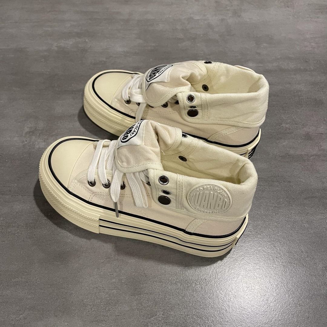Damen Hochgeschnittene Canvas-Plateausneaker mit markanter Gummiplattform Drune