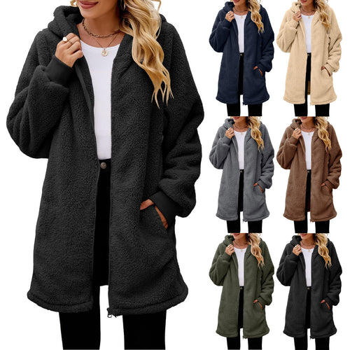 Damen Kuschelige Teddy-Fleece Jacke Drune