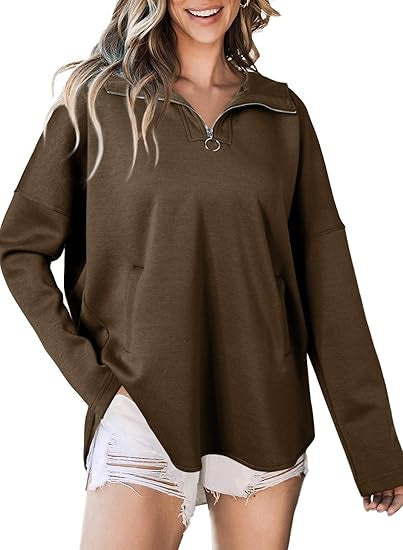 Damen lässiger Kapuzenpullover mit Reißverschluss Drune