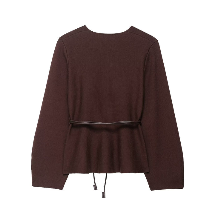 Damen Wickelbluse mit figurbetonendem Design und eleganten Taillenzug Drune